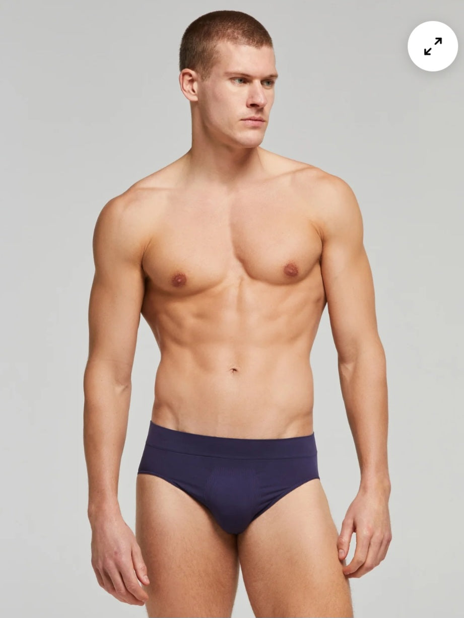 3 SLIP UOMO POMPEA|Seamless in confezione colorata in nero,blu e  grigio